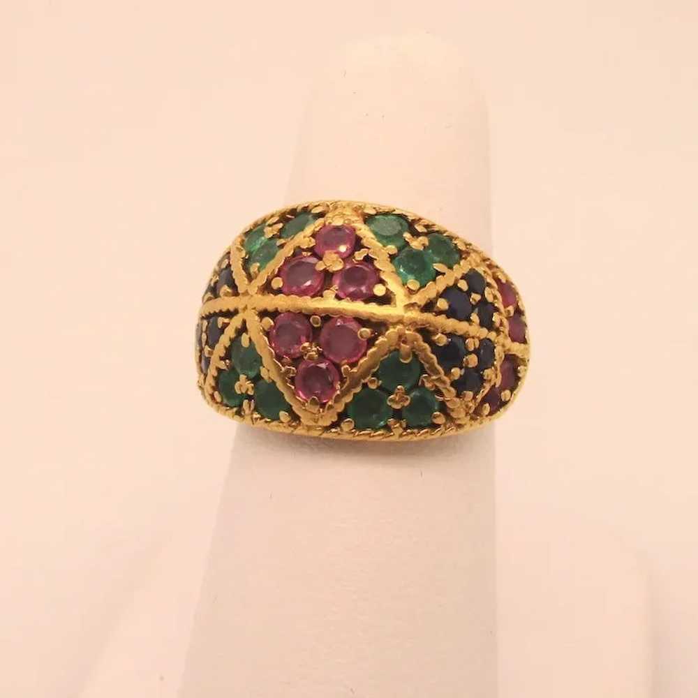 Emerald, Sapphire, and Ruby 18kt. Ring - image 2