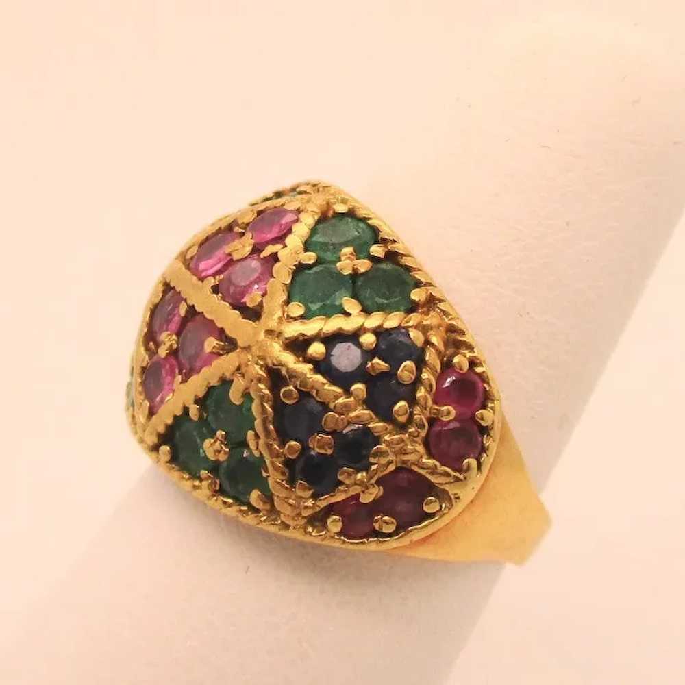 Emerald, Sapphire, and Ruby 18kt. Ring - image 3