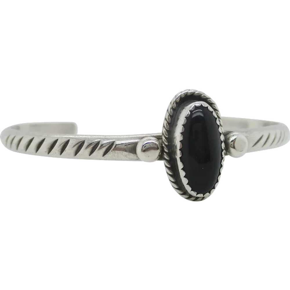 Sterling Silver Bangle with Black Onyx Setting - image 1