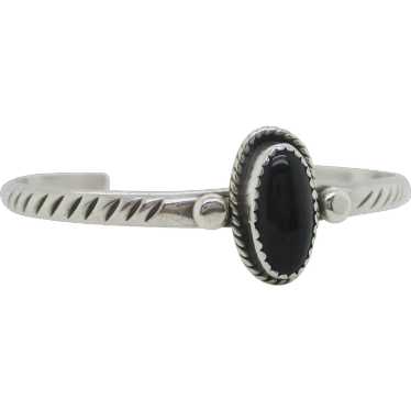 Sterling Silver Bangle with Black Onyx Setting - image 1