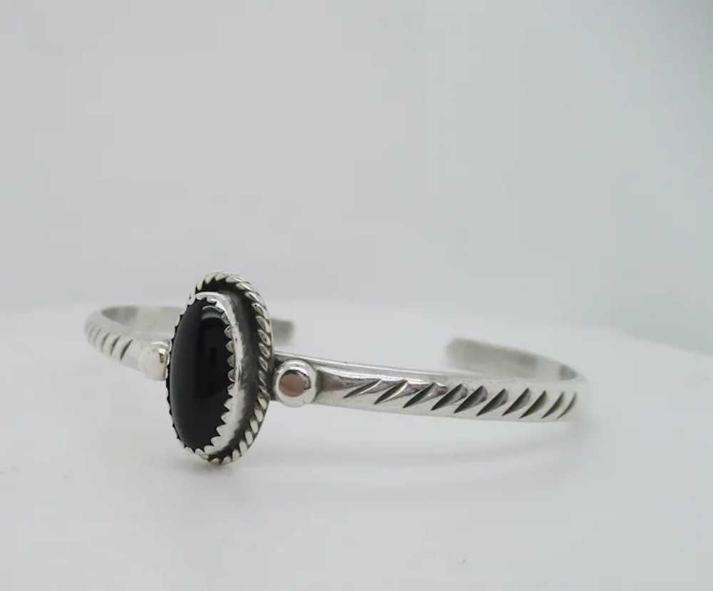 Sterling Silver Bangle with Black Onyx Setting - image 2
