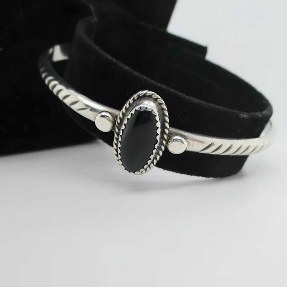 Sterling Silver Bangle with Black Onyx Setting - image 4