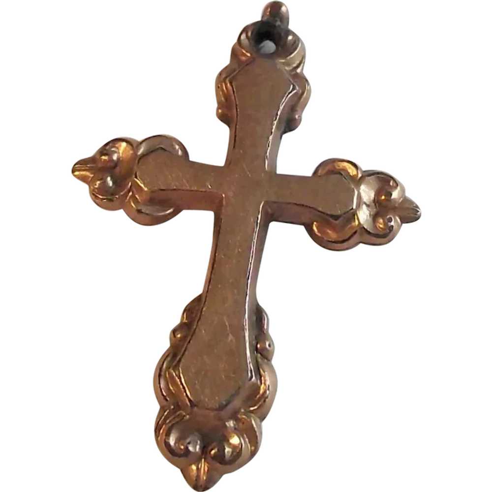 Victorian Gold Fill Puffy Cross Pendant - image 1