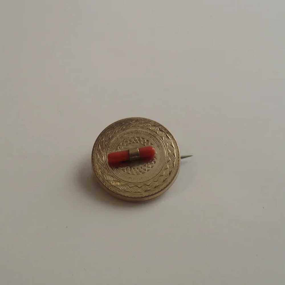 Victorian Circle Brooch with Branch Coral - image 3