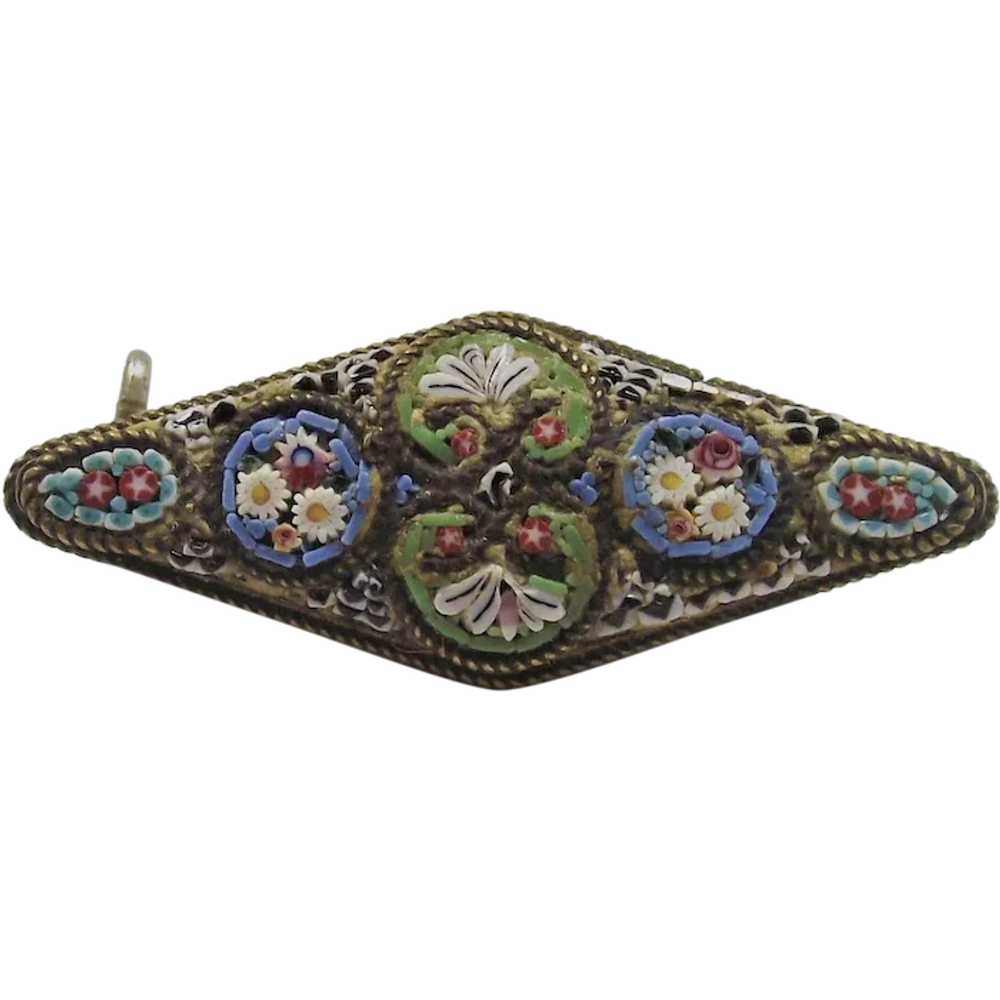 Early Italian Micro Mosaic Brooch with Tiny Tiles - image 1