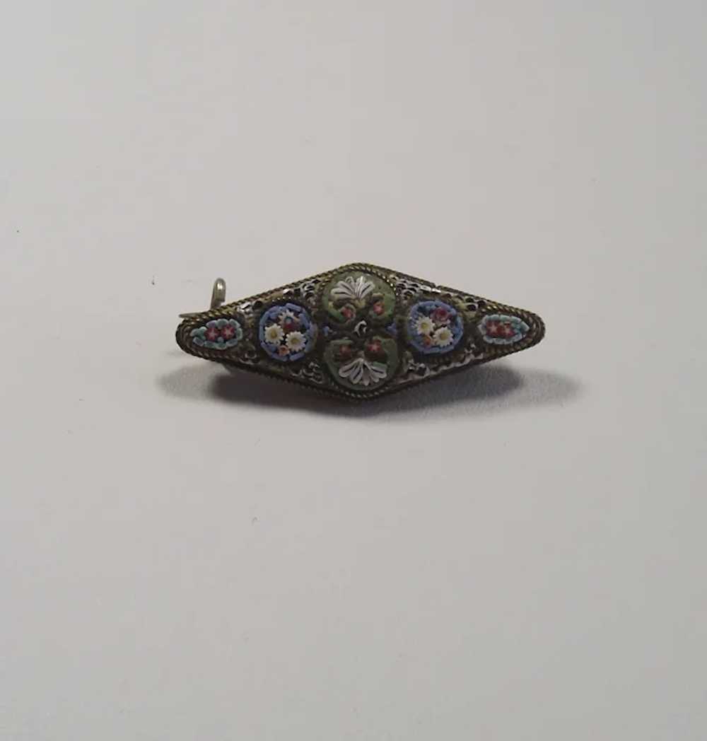 Early Italian Micro Mosaic Brooch with Tiny Tiles - image 5