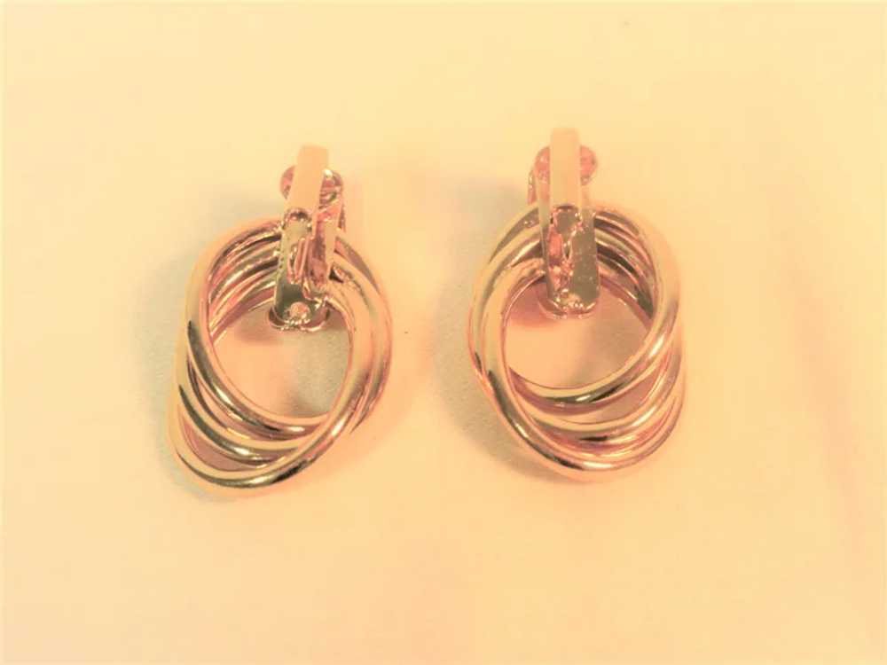 Gold tone clip-on earrings - image 2