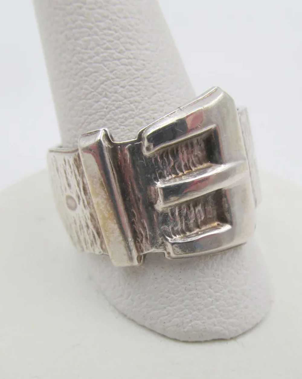 Vintage English Sterling Silver Buckle Ring - US … - image 2