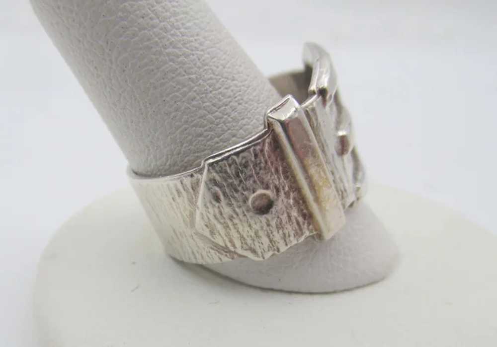 Vintage English Sterling Silver Buckle Ring - US … - image 3