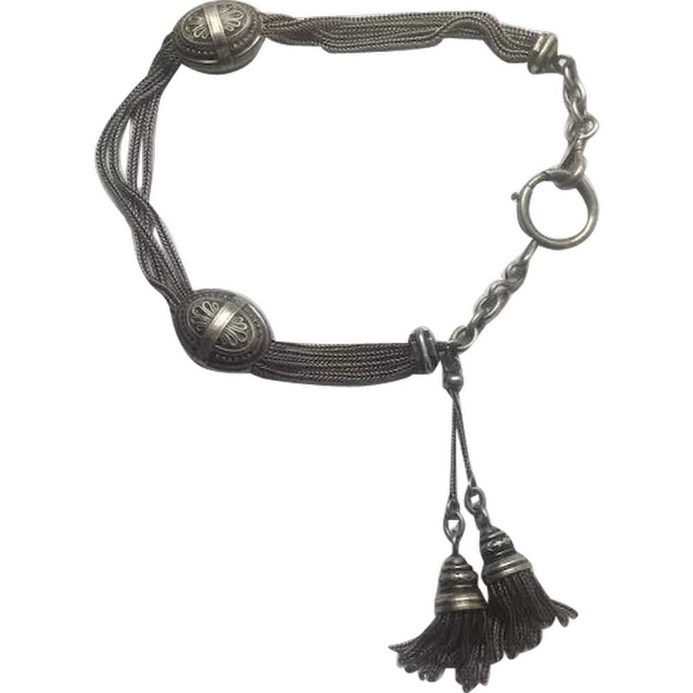 French silver Watch Chain with tassels - image 1