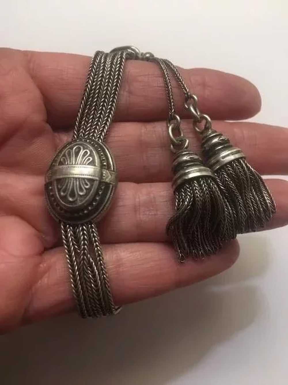 French silver Watch Chain with tassels - image 7