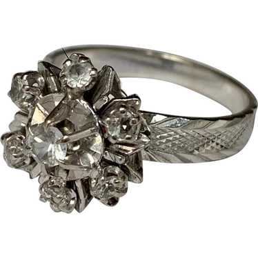 French 18 K gold  paste Cluster Daisy Ring - image 1