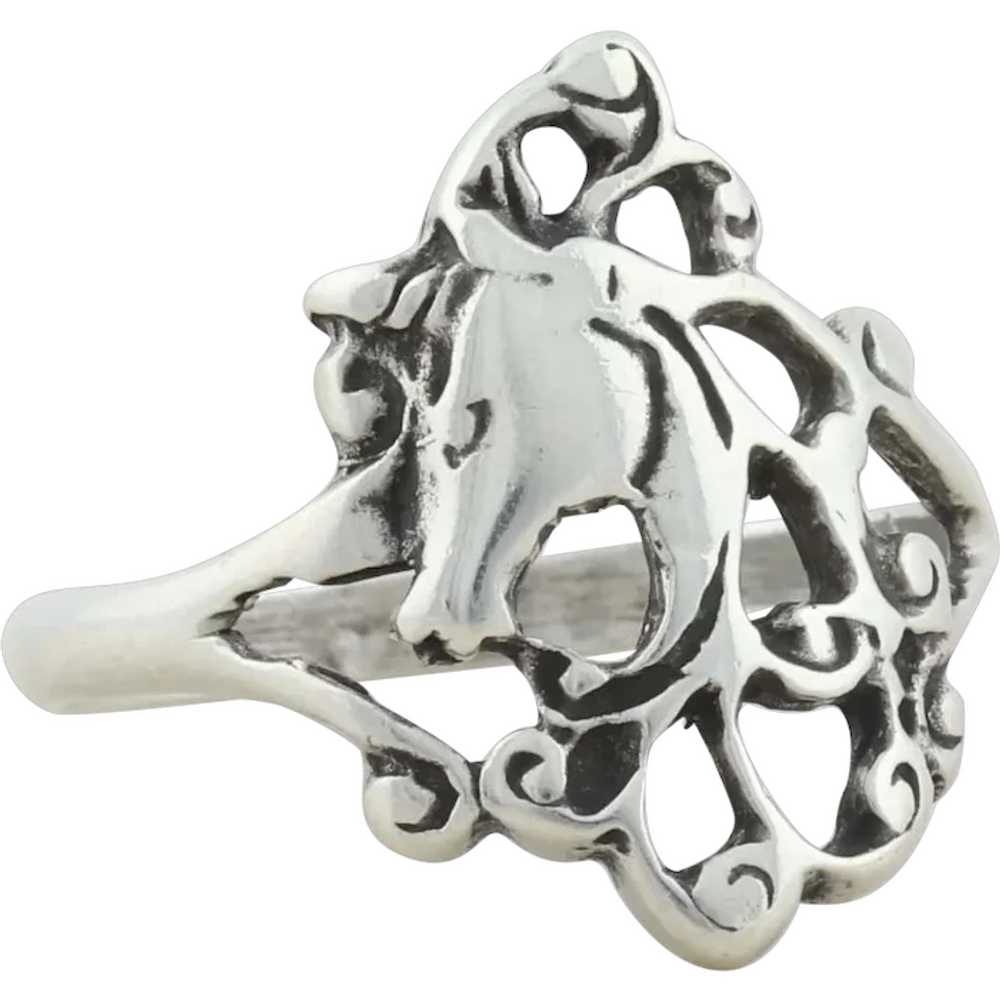Sterling Silver Unicorn Ring Size 6 3/4 - image 1