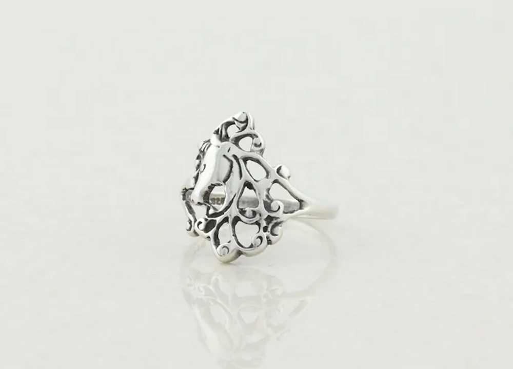 Sterling Silver Unicorn Ring Size 6 3/4 - image 6