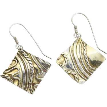Gold over Sterling Silver Accents Modernist Abstr… - image 1