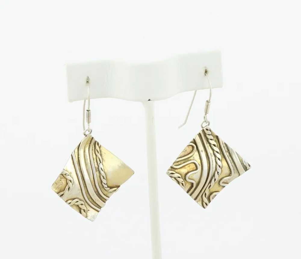 Gold over Sterling Silver Accents Modernist Abstr… - image 4