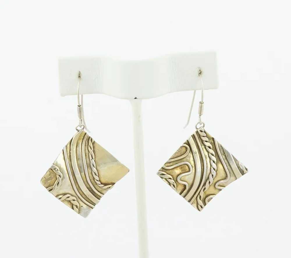Gold over Sterling Silver Accents Modernist Abstr… - image 5