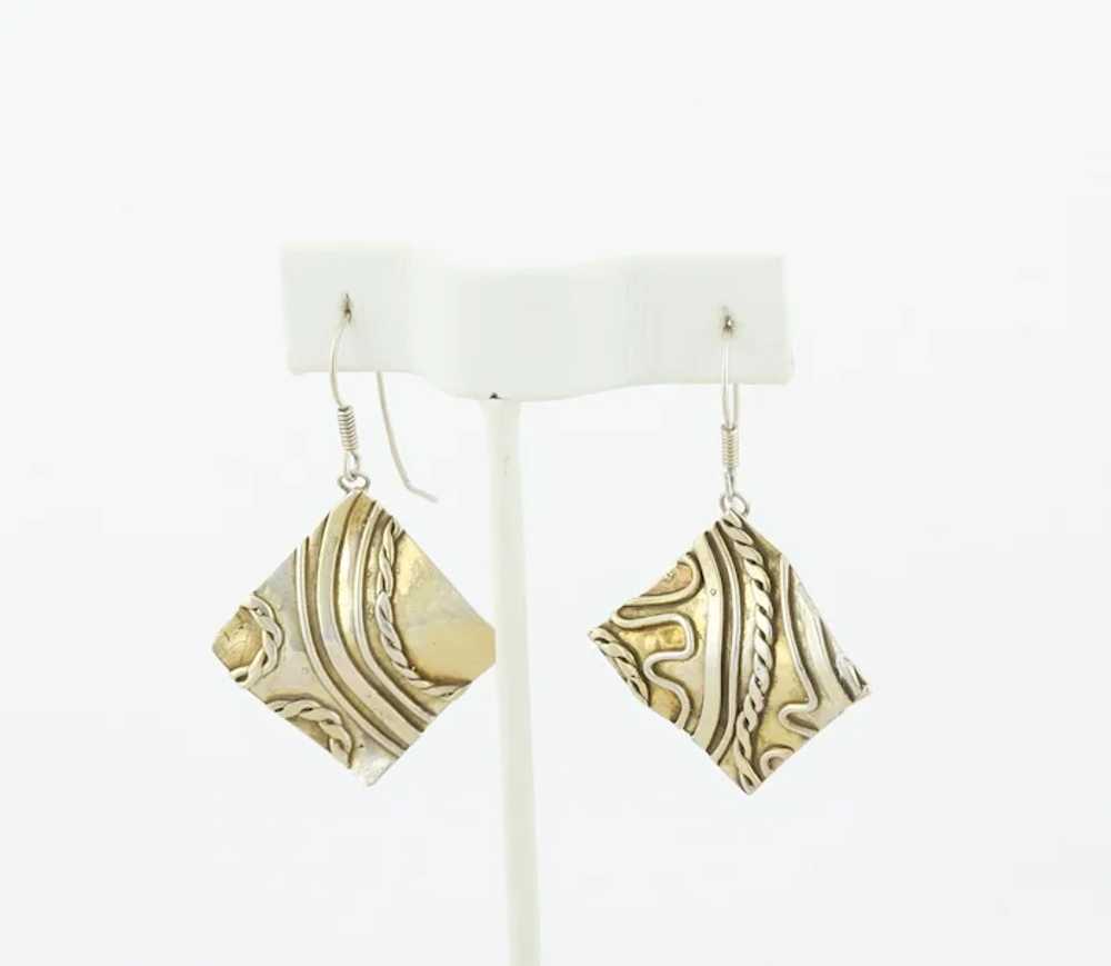 Gold over Sterling Silver Accents Modernist Abstr… - image 6