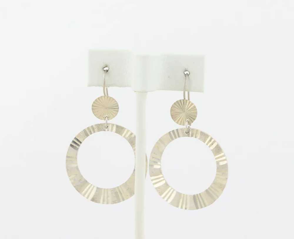 Sterling Silver Round Circle Earrings Dangle Drop… - image 6