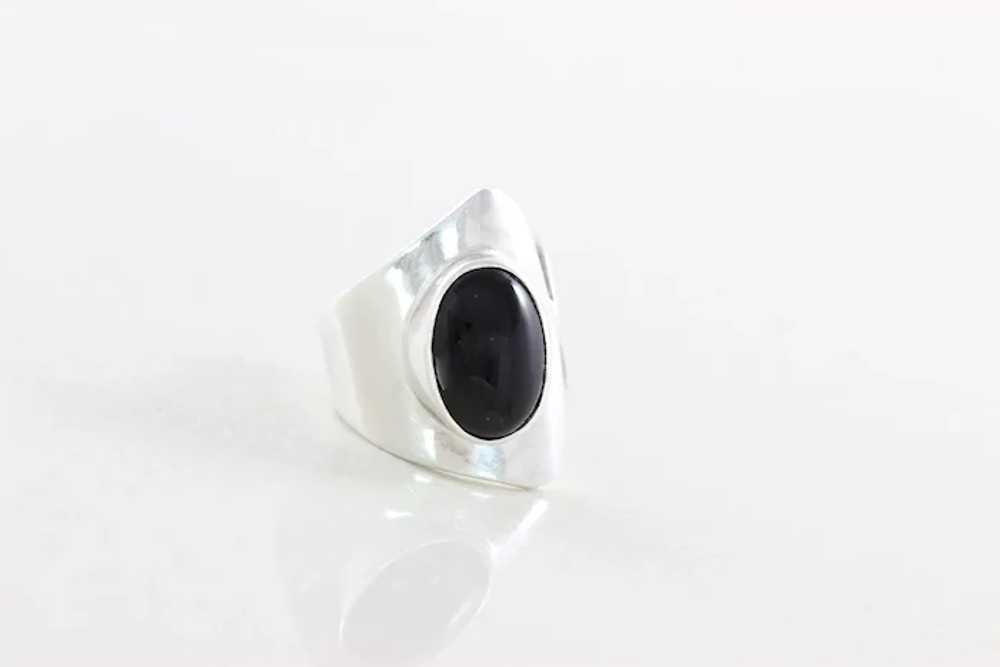 Onyx Ring Sterling Silver Modernist Design Vintag… - image 2