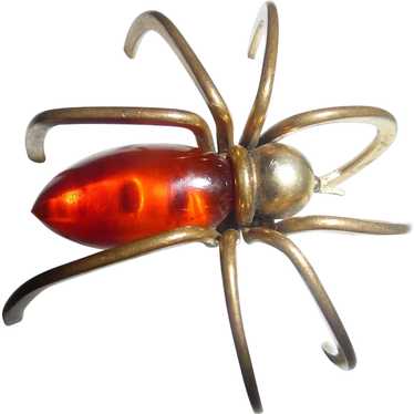 1960s Vintage Spider Brooch Sterling Silver Bug Selected by Lux