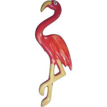 LC Lauren Conrad Upscaled Vtg Pink Flamingo Brooch on Front of 