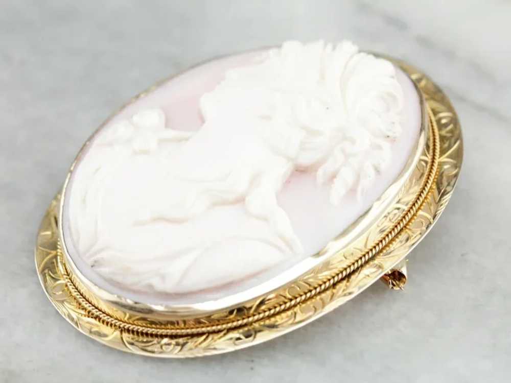 Vintage Pink Shell Cameo Brooch or Pendant - image 2