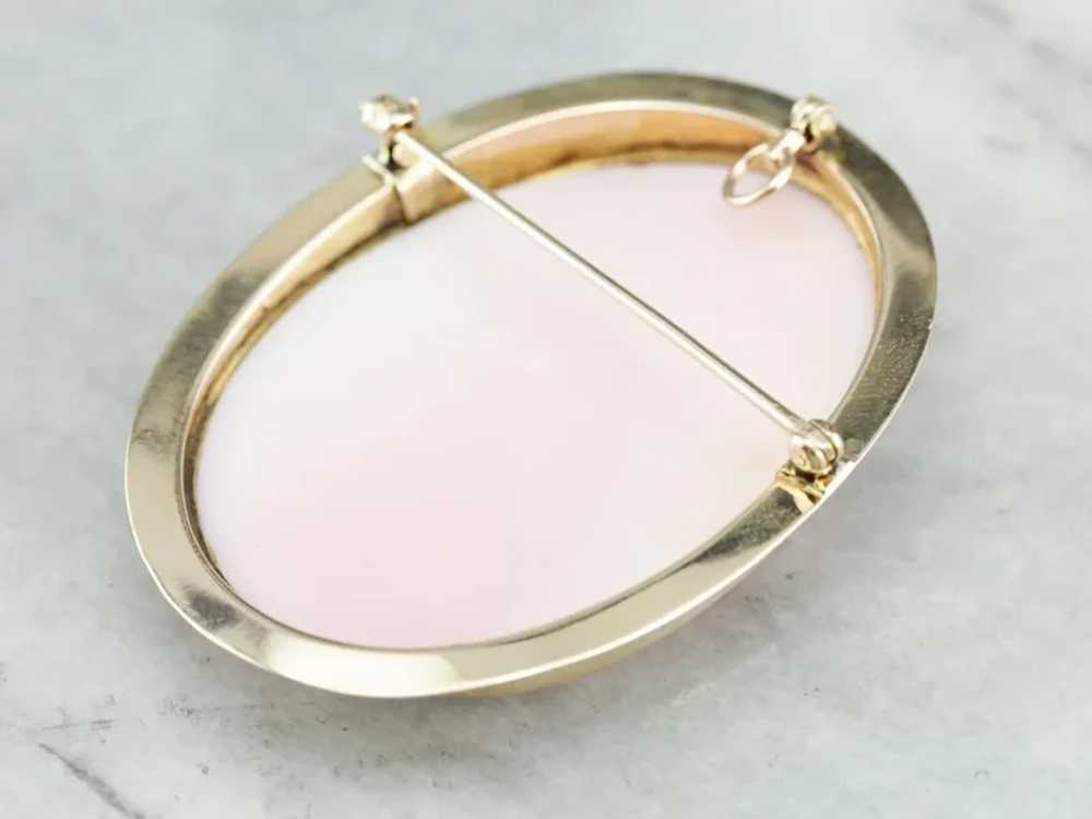 Vintage Pink Shell Cameo Brooch or Pendant - image 3