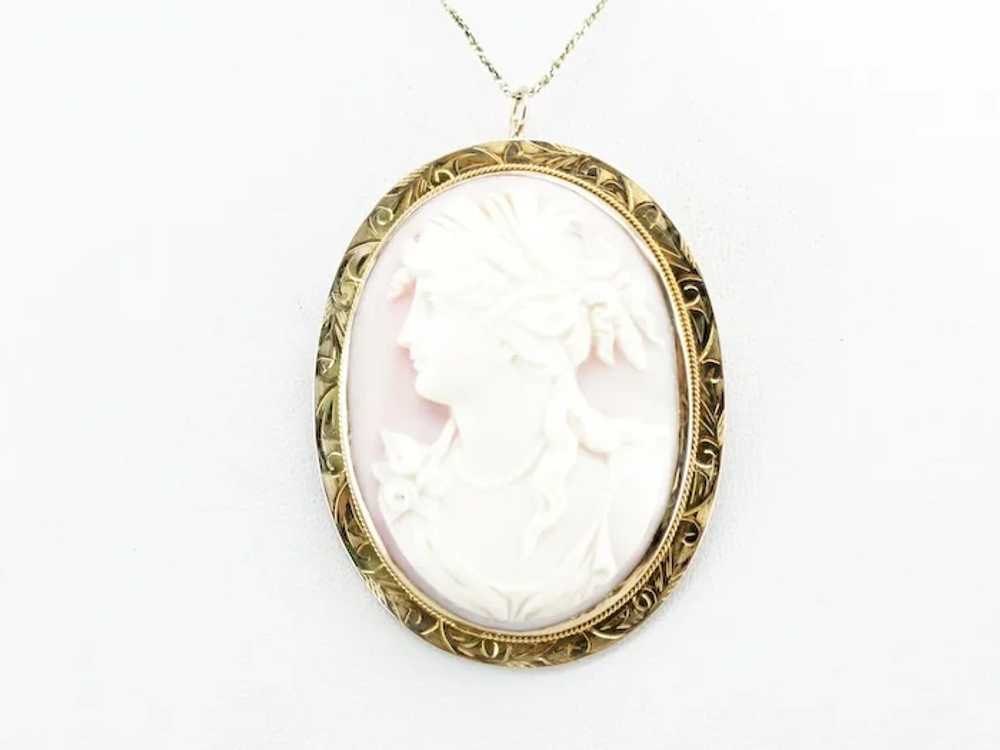 Vintage Pink Shell Cameo Brooch or Pendant - image 5