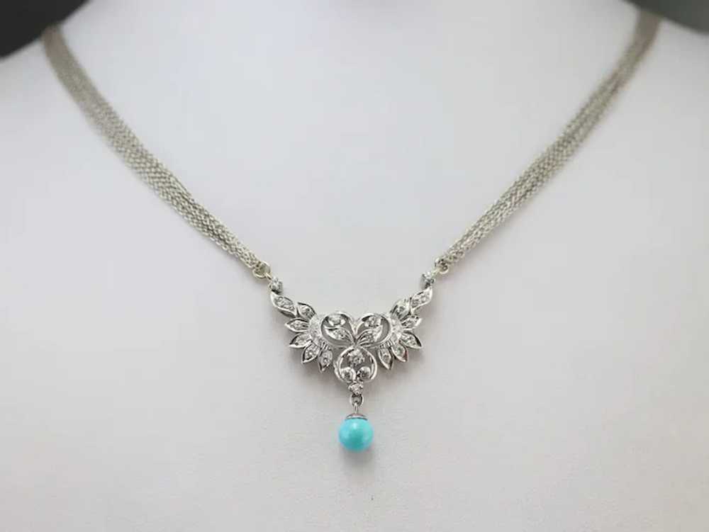 Italian Diamond and Turquoise Necklace - image 10