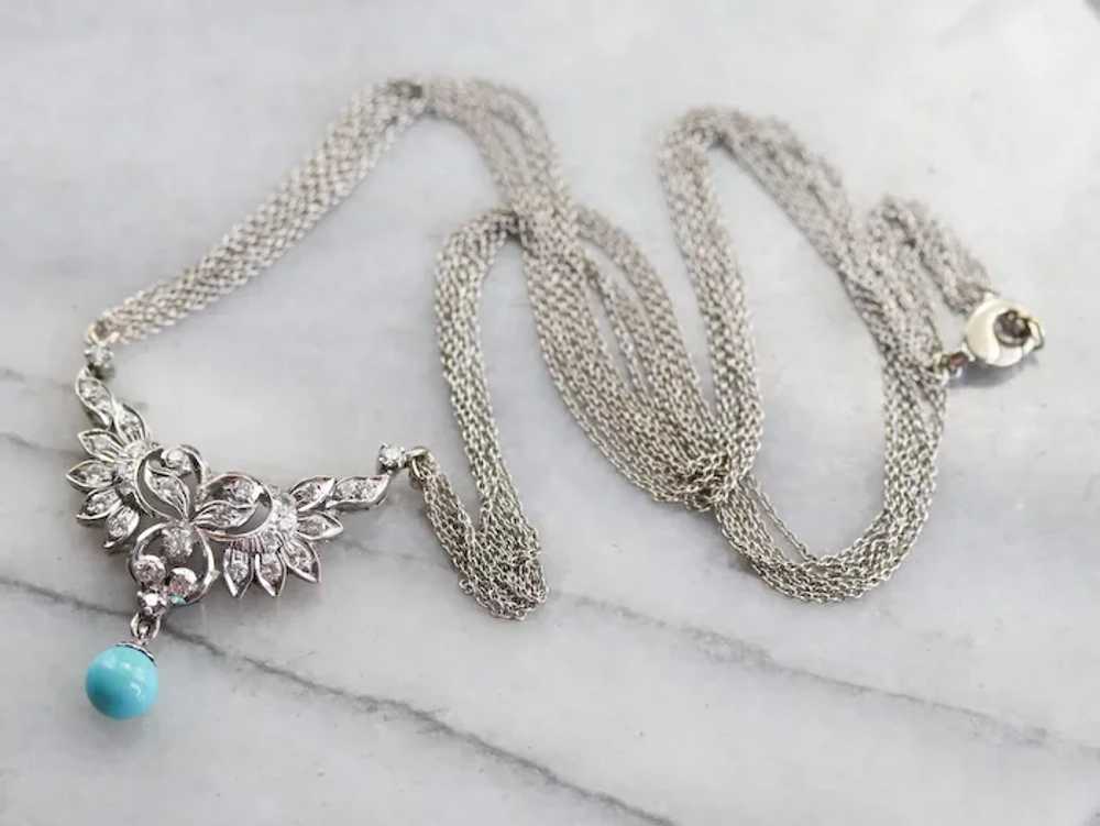 Italian Diamond and Turquoise Necklace - image 2