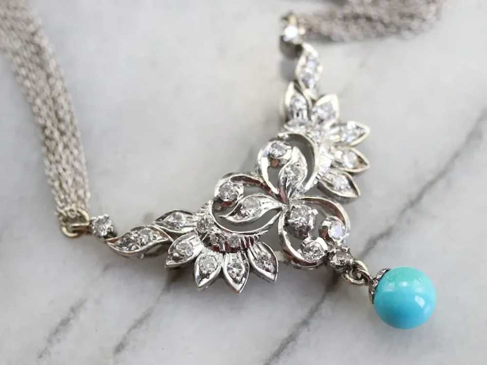 Italian Diamond and Turquoise Necklace - image 3