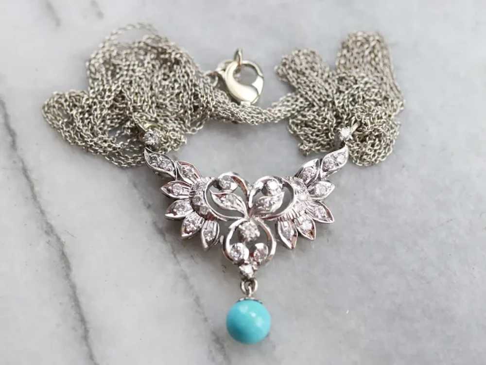 Italian Diamond and Turquoise Necklace - image 4