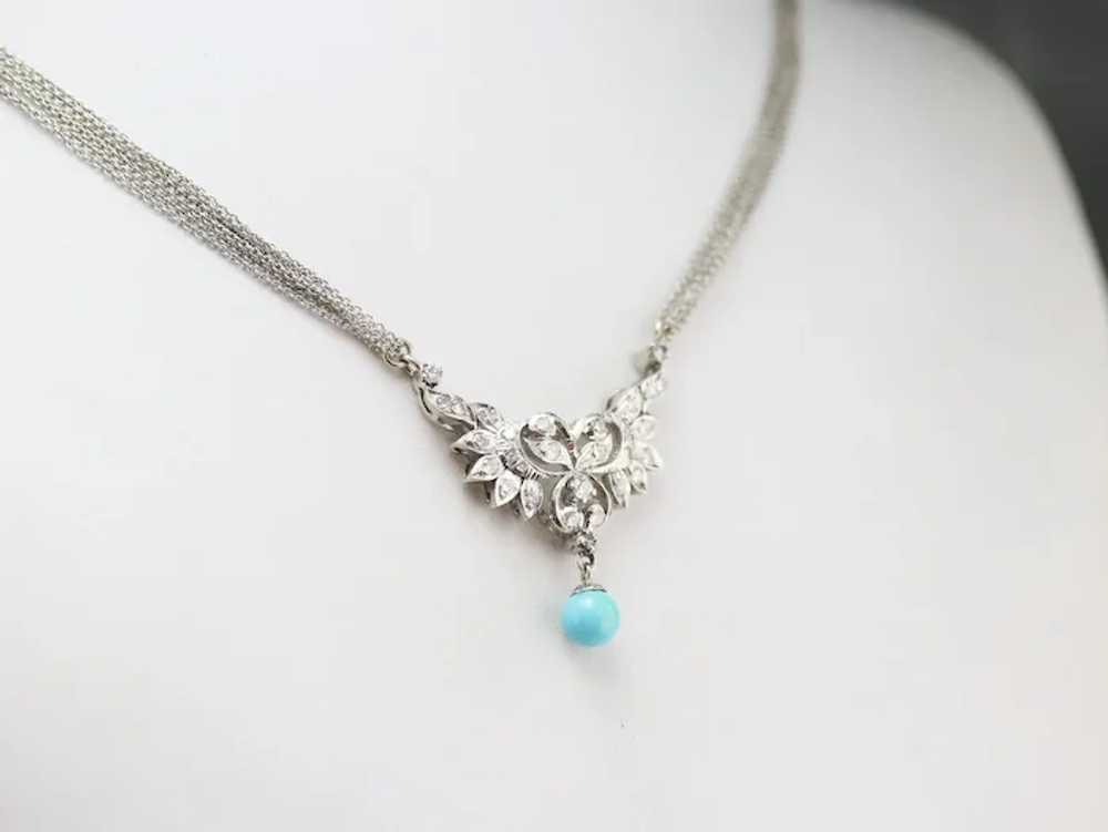 Italian Diamond and Turquoise Necklace - image 8