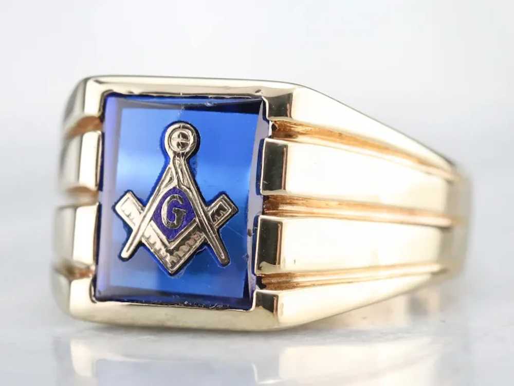 Men's Vintage Masonic Statement Ring - image 3