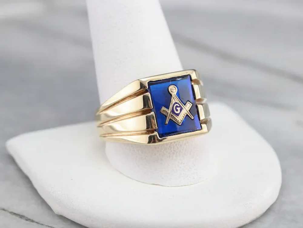 Men's Vintage Masonic Statement Ring - image 7