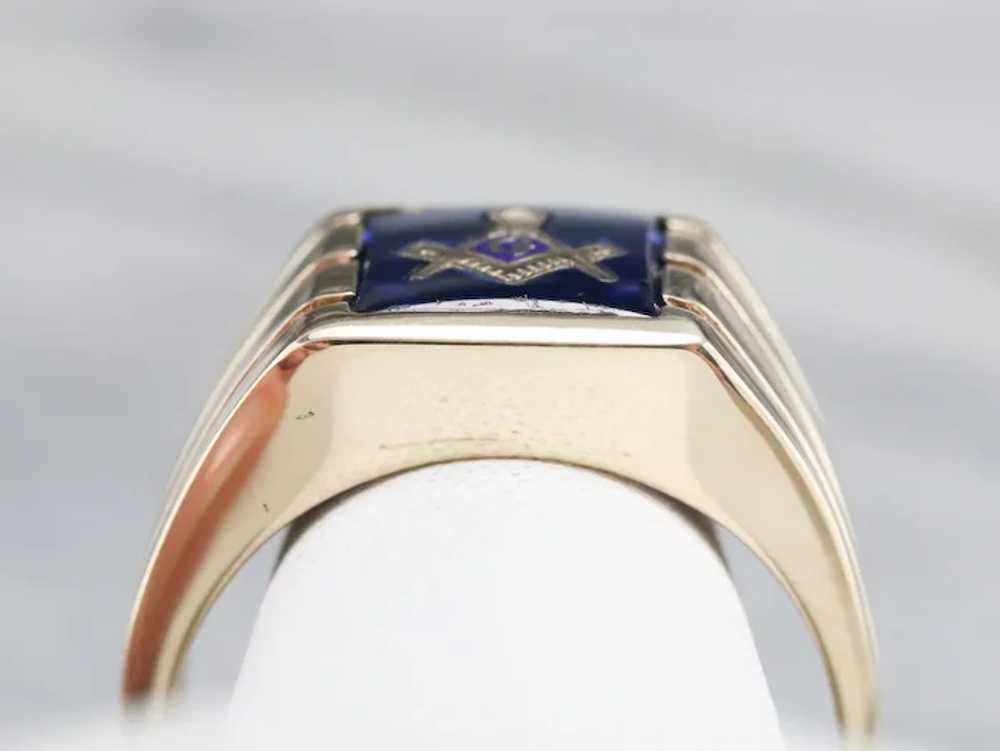 Men's Vintage Masonic Statement Ring - image 8