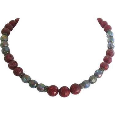 Vintage Multi Color Glass Bead Necklace