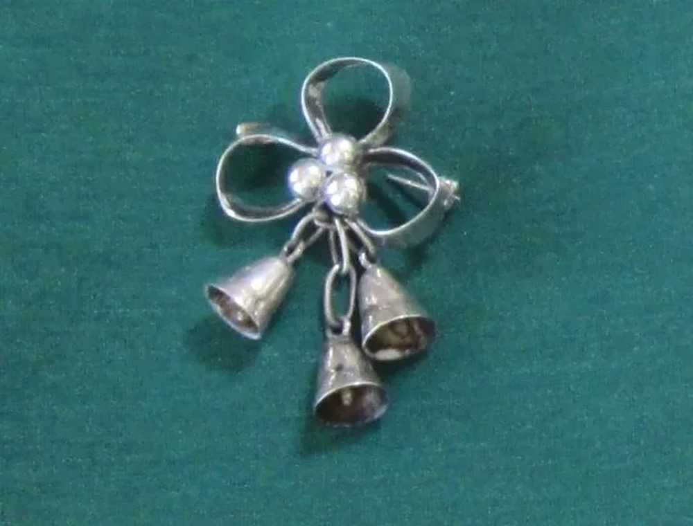 Vintage Sterling Silver Holly Bell Pin/Brooch - M… - image 2