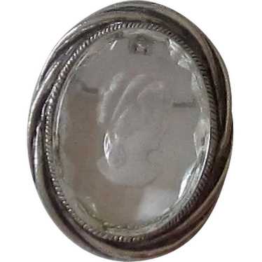 Vintage Brooch, Pendant Oval Glass Intaglio, Cameo - image 1