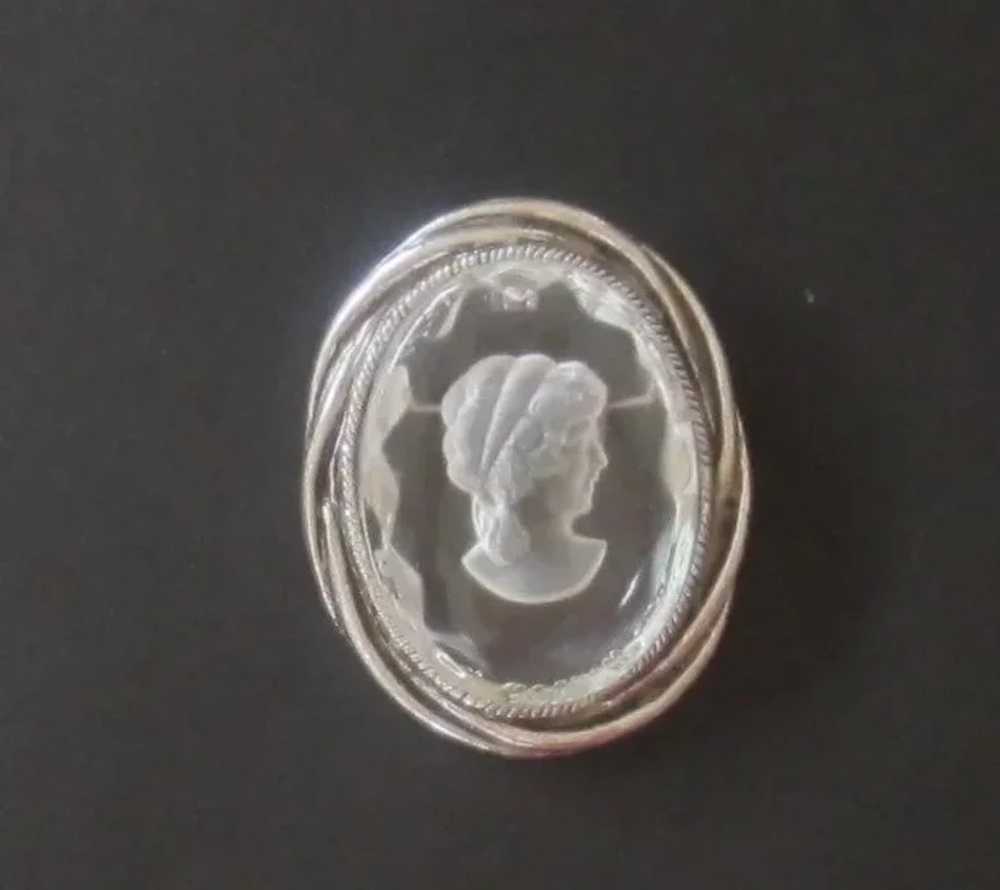 Vintage Brooch, Pendant Oval Glass Intaglio, Cameo - image 2