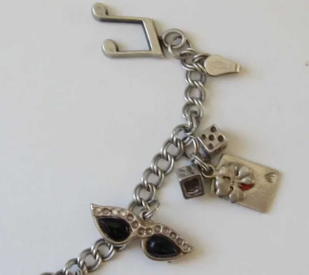 Vintage Adorable Sterling Silver Charm Bracelet- … - image 3