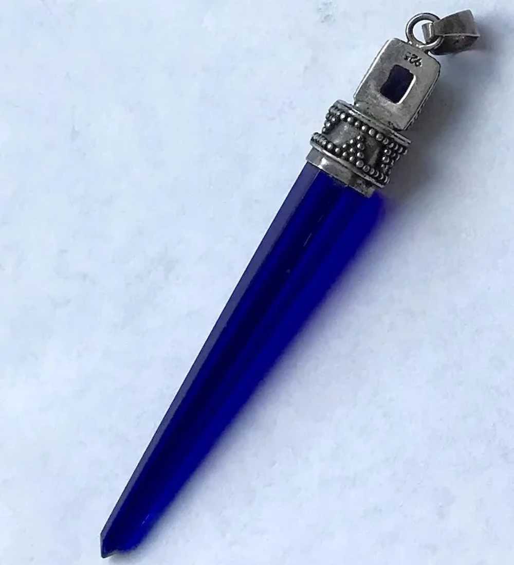 Bright Blue Crystal and Sterling Pendant - image 2