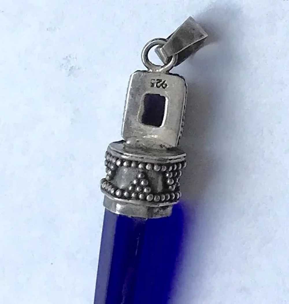 Bright Blue Crystal and Sterling Pendant - image 7