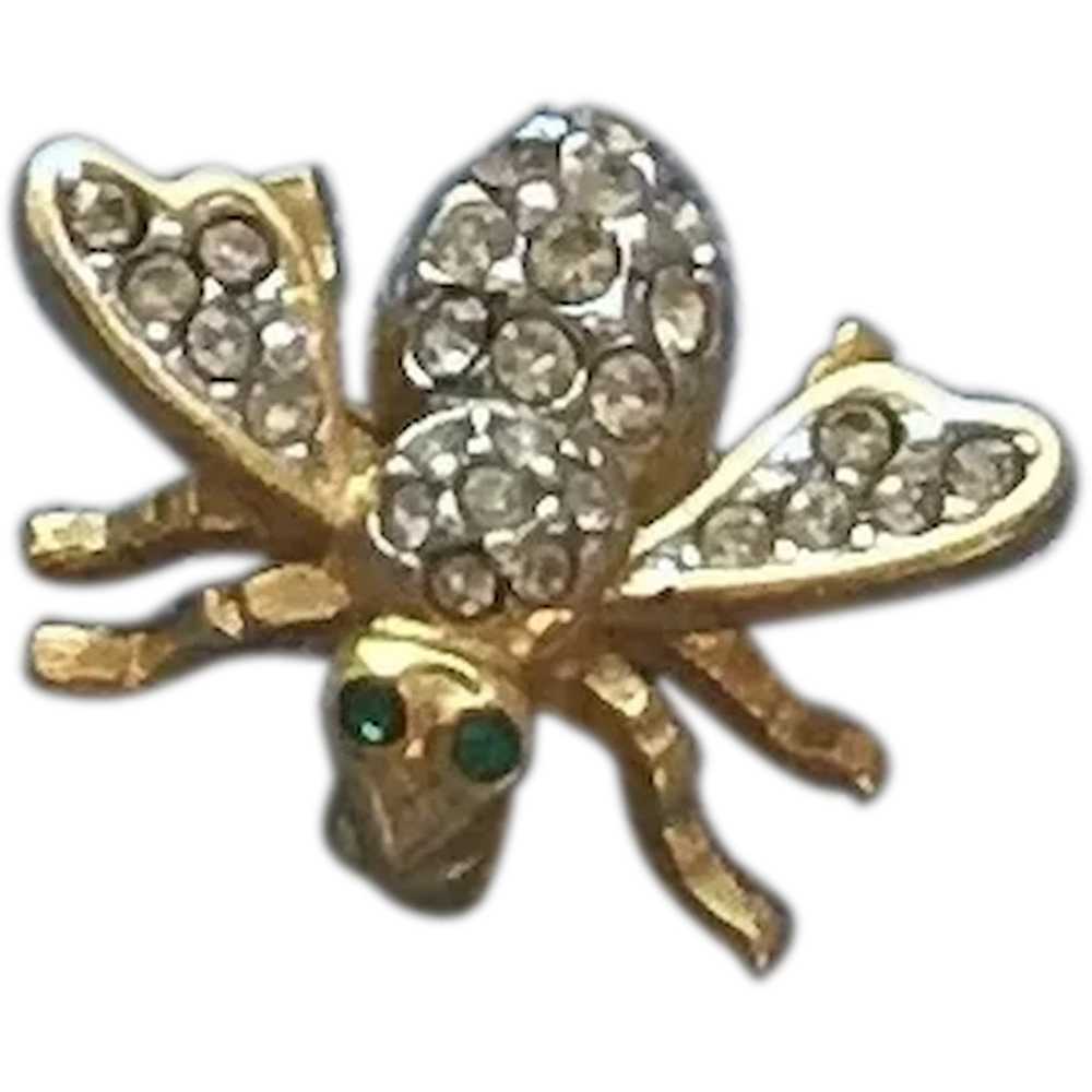 Bumble Bee Pin of Sparkling Rhinestones - image 1