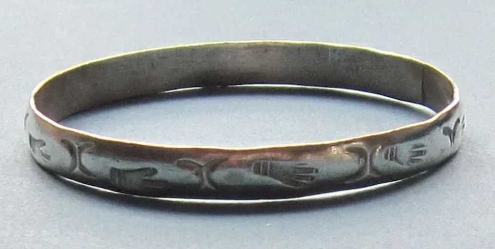 Sterling Silver Vintage Round Bangle Bracelet - image 2