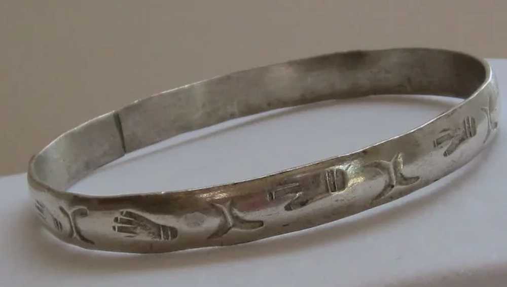 Sterling Silver Vintage Round Bangle Bracelet - image 4