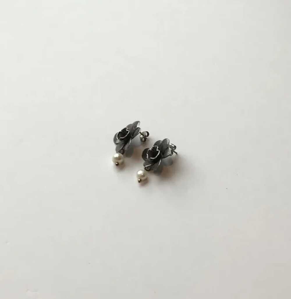 Sterling Silver Flower Earrings - image 4