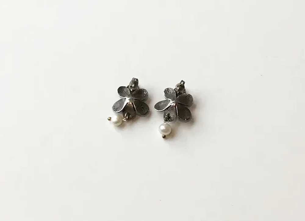 Sterling Silver Flower Earrings - image 5