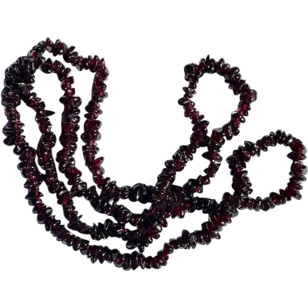 Vintage Garnet Bead Necklace - image 1